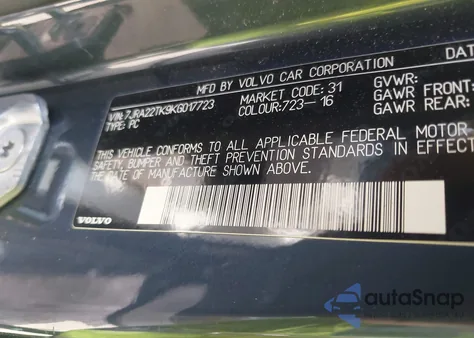 2019 Volvo S60 T6 Momentum from USA, damaged, VIN 7JRA22TK9KG017723
